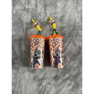 Chuck E Cheese Fun Rainbow Cup Celebrate With Lid And Straw With Figure On 2018